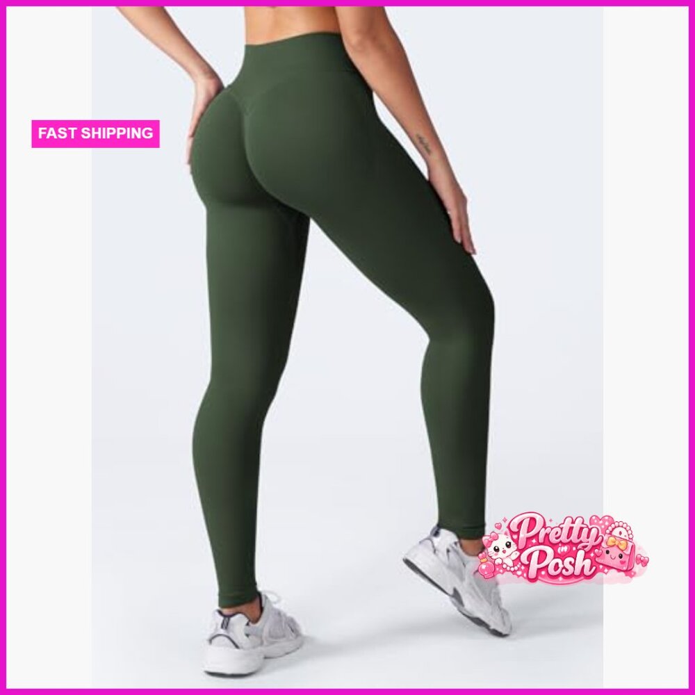 Seamless Impact Leggings with Scrunch Design Medium Waist Tummy Control - Picture 5 of 6